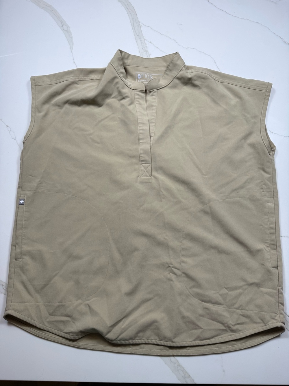 FIGS Rafaela Oversized Henley Scrub Top in Khaki